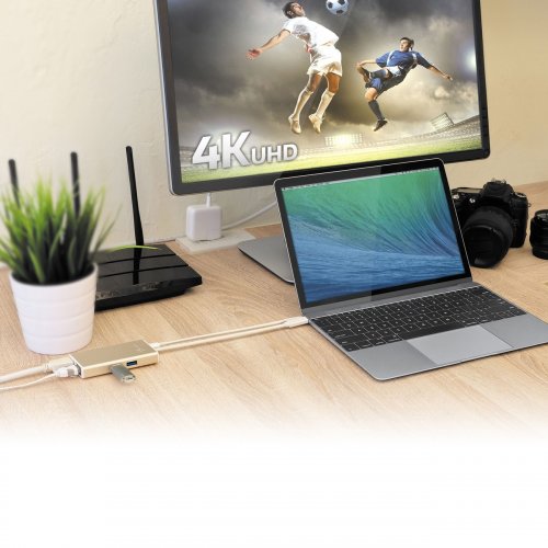 USB-хаб J5create JCA374 USB Type-C 5 in 1 (JCA374-N) Champagne Metallic купити в Україні | Telemart фото