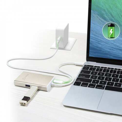 USB-хаб J5create JCA374 USB Type-C 5 in 1 (JCA374-N) Champagne Metallic купити в Україні | Telemart фото