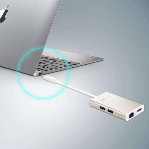 USB-хаб J5create JCA374 USB Type-C 5 in 1 (JCA374-N) Champagne Metallic купити в Україні | Telemart фото