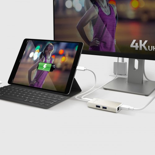 USB-хаб J5create JCA374 USB Type-C 5 in 1 (JCA374-N) Champagne Metallic купити в Україні | Telemart фото