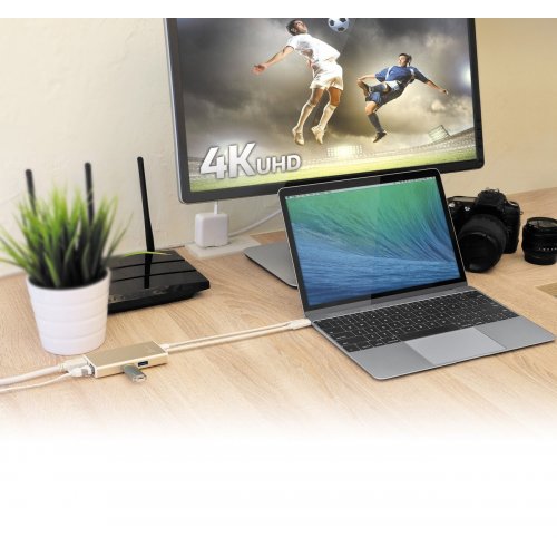 USB-хаб J5create JCA374 USB Type-C 5 in 1 (JCA374-N) Champagne Metallic купити в Україні | Telemart фото