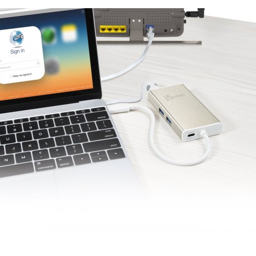 USB-хаб J5create JCA374 USB Type-C 5 in 1 (JCA374-N) Champagne Metallic купити в Україні | Telemart фото