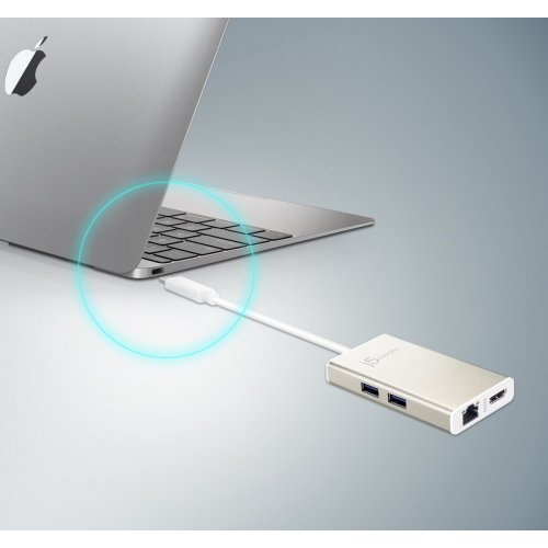 USB-хаб J5create JCA374 USB Type-C 5 in 1 (JCA374-N) Champagne Metallic купити в Україні | Telemart фото