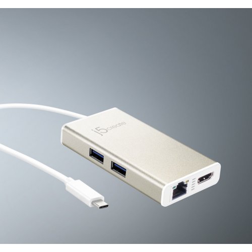 USB-хаб J5create JCA374 USB Type-C 5 in 1 (JCA374-N) Champagne Metallic купити в Україні | Telemart фото