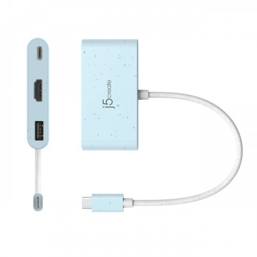 USB-хаб J5create JCA379E USB Type-C 3 in 1 (JCA379EC-N) Cyan купити в Україні | Telemart фото