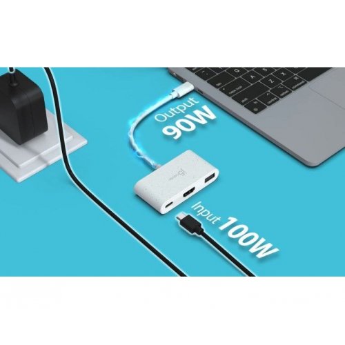 USB-хаб J5create JCA379E USB Type-C 3 in 1 (JCA379EC-N) Cyan купити в Україні | Telemart фото
