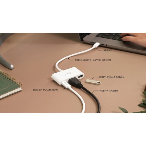 USB-хаб J5create JCA379E USB Type-C 3 in 1 (JCA379EW-N) White купити в Україні | Telemart фото