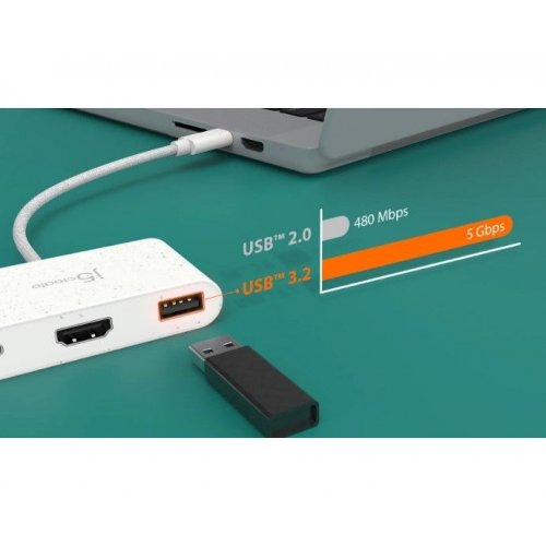 USB-хаб J5create JCA379E USB Type-C 3 in 1 (JCA379EW-N) White купити в Україні | Telemart фото