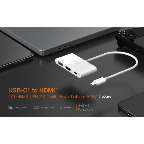 USB-хаб J5create JCA399 USB Type-C 3 in 1 (JCA399-N) White купить в Украине | Telemart фото