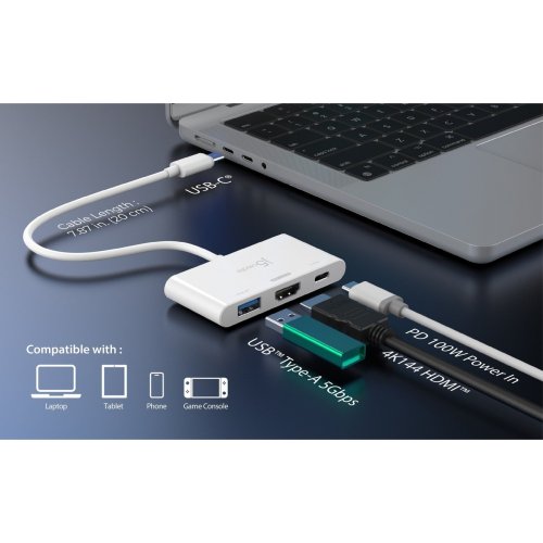 USB-хаб J5create JCA399 USB Type-C 3 in 1 (JCA399-N) White купить в Украине | Telemart фото