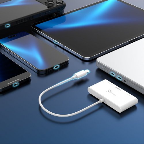 USB-хаб J5create JCA399 USB Type-C 3 in 1 (JCA399-N) White купить в Украине | Telemart фото
