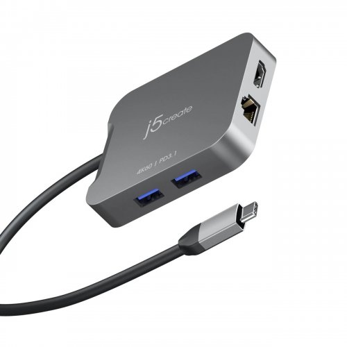 USB-хаб J5create JCD3191 USB Type-C 5 in 1 (JCD3191-N) Grey купити в Україні | Telemart фото