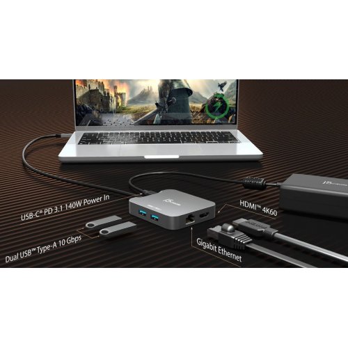 USB-хаб J5create JCD3191 USB Type-C 5 in 1 (JCD3191-N) Grey купити в Україні | Telemart фото