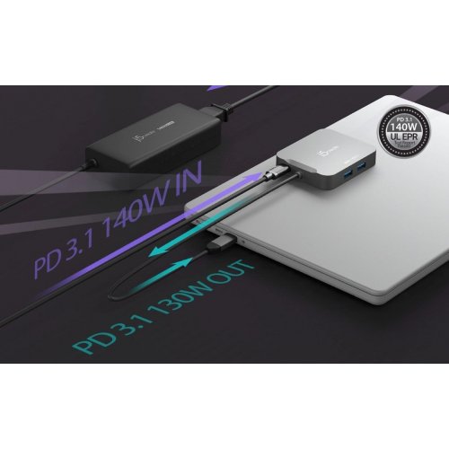 USB-хаб J5create JCD3191 USB Type-C 5 in 1 (JCD3191-N) Grey купити в Україні | Telemart фото