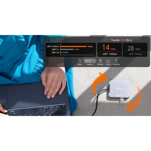 USB-хаб J5create JCD3191 USB Type-C 5 in 1 (JCD3191-N) Grey купити в Україні | Telemart фото