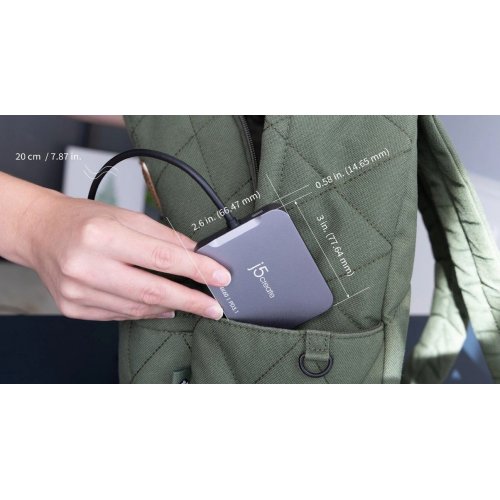 USB-хаб J5create JCD3191 USB Type-C 5 in 1 (JCD3191-N) Grey купити в Україні | Telemart фото