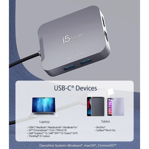 USB-хаб J5create JCD3191 USB Type-C 5 in 1 (JCD3191-N) Grey купити в Україні | Telemart фото