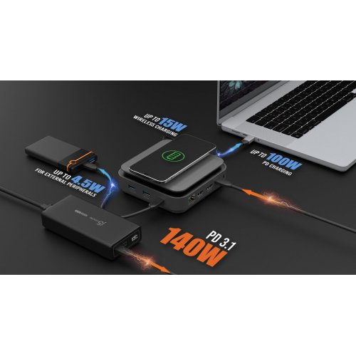 Док-станція J5create JCD3199 Docking Station USB Type-C 10 in 1 (JCD3199-N) Space Gray купити в Україні | Telemart фото