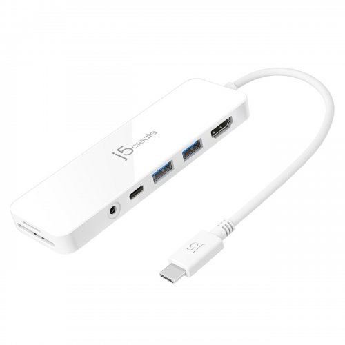 USB-хаб J5create JCD373 USB Type-C 6 in 1 (JCD373-N) White купити в Україні | Telemart фото