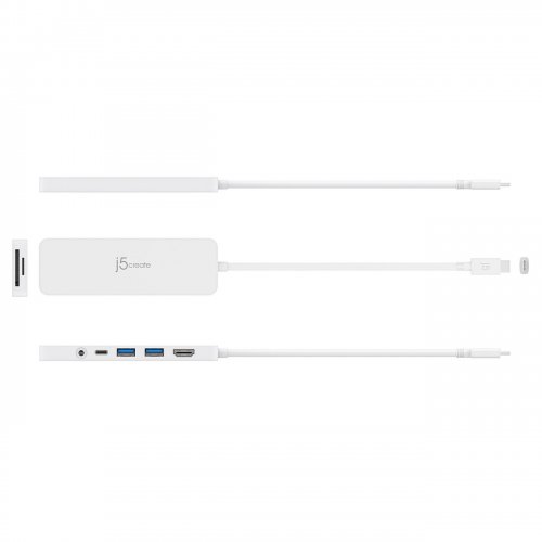 USB-хаб J5create JCD373 USB Type-C 6 in 1 (JCD373-N) White купити в Україні | Telemart фото