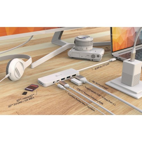 USB-хаб J5create JCD373 USB Type-C 6 in 1 (JCD373-N) White купити в Україні | Telemart фото