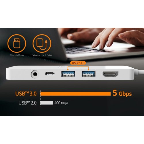 USB-хаб J5create JCD373 USB Type-C 6 in 1 (JCD373-N) White купити в Україні | Telemart фото