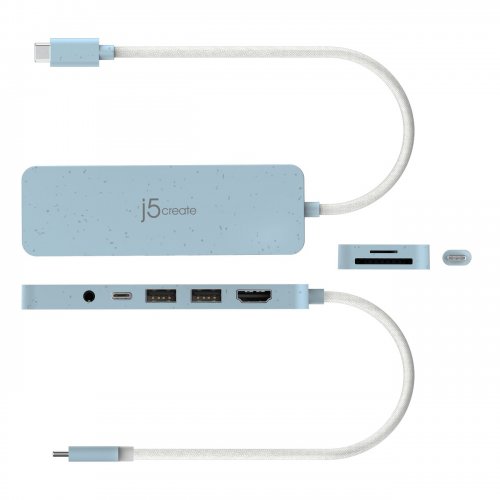 USB-хаб J5create JCD373E USB Type-C 6 in 1 (JCD373EC-N) Turquoise купити в Україні | Telemart фото