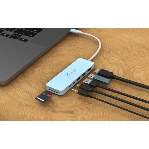 USB-хаб J5create JCD373E USB Type-C 6 in 1 (JCD373EC-N) Turquoise купити в Україні | Telemart фото