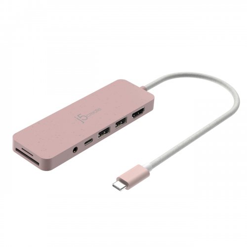 USB-хаб J5create JCD373E USB Type-C 6 in 1 (JCD373ER-N) Pink купити в Україні | Telemart фото