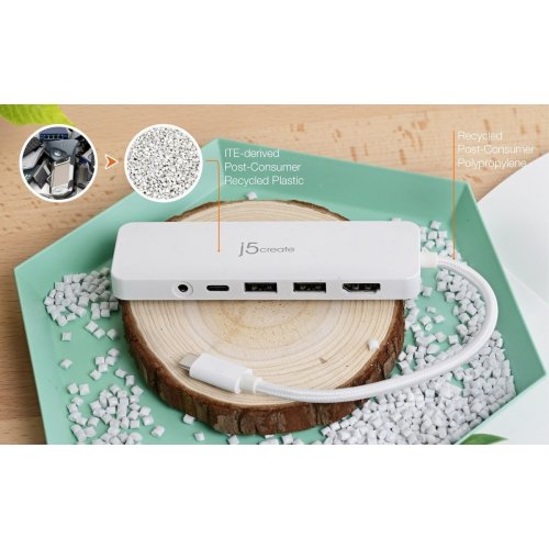 USB-хаб J5create JCD373E USB Type-C 6 in 1 (JCD373ER-N) Pink купити в Україні | Telemart фото