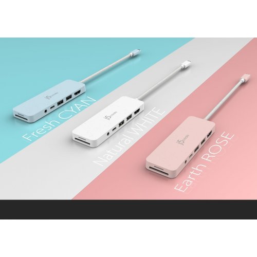 USB-хаб J5create JCD373E USB Type-C 6 in 1 (JCD373ER-N) Pink купити в Україні | Telemart фото