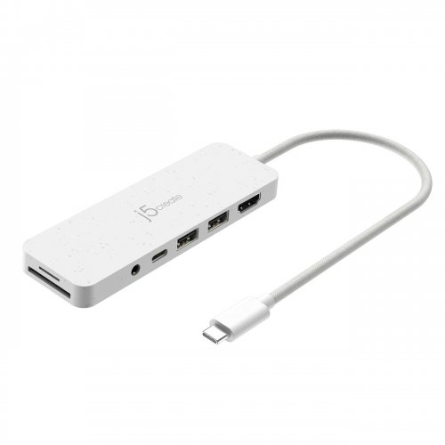 USB-хаб J5create JCD373E USB Type-C 6 in 1 (JCD373EW-N) White купити в Україні | Telemart фото