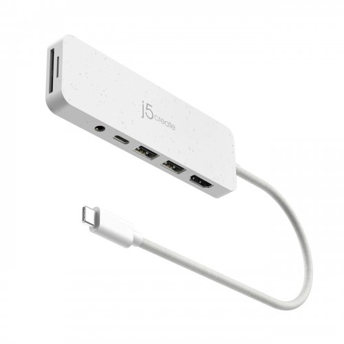 USB-хаб J5create JCD373E USB Type-C 6 in 1 (JCD373EW-N) White купити в Україні | Telemart фото