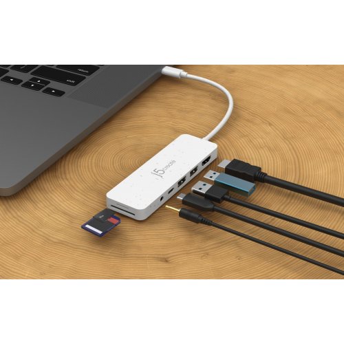 USB-хаб J5create JCD373E USB Type-C 6 in 1 (JCD373EW-N) White купити в Україні | Telemart фото