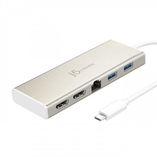 Док-станція J5create JCD381 Docking Station USB Type-C 6 in 1 (JCD381-N) Champagne Metallic купити в Україні | Telemart фото