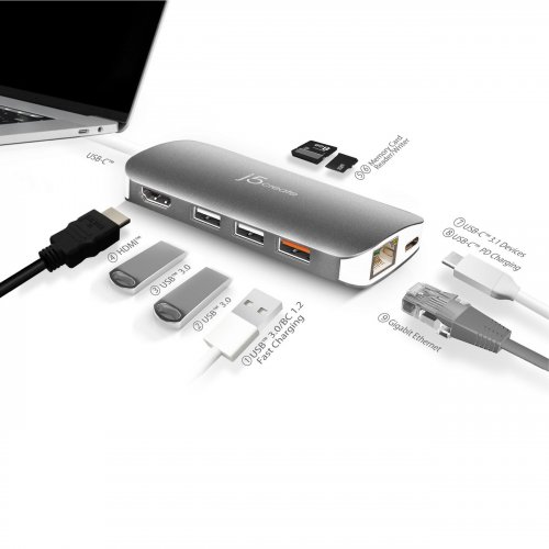 USB-хаб J5create JCD383 USB Type-C 9 in 1 (JCD383-N) Silver купити в Україні | Telemart фото