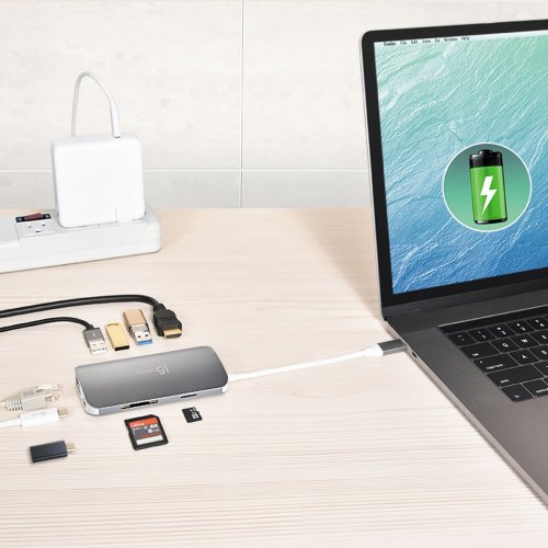 USB-хаб J5create JCD383 USB Type-C 9 in 1 (JCD383-N) Silver купити в Україні | Telemart фото
