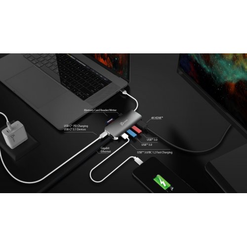USB-хаб J5create JCD383 USB Type-C 9 in 1 (JCD383-N) Silver купити в Україні | Telemart фото