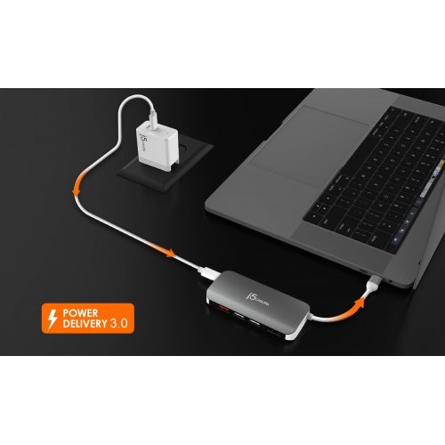 USB-хаб J5create JCD383 USB Type-C 9 in 1 (JCD383-N) Silver купити в Україні | Telemart фото