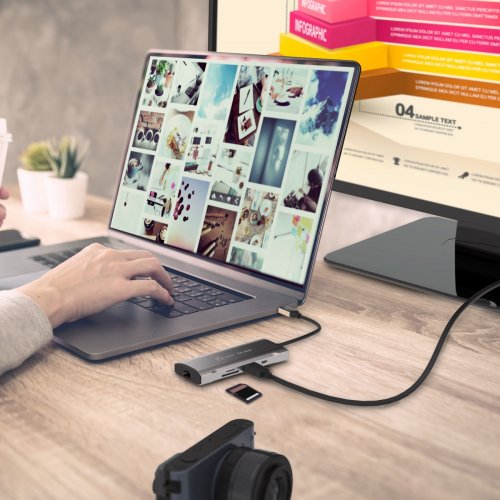 USB-хаб J5create JCD393 USB Type-C 7 in 1 (JCD393-N) Space Gray купити в Україні | Telemart фото