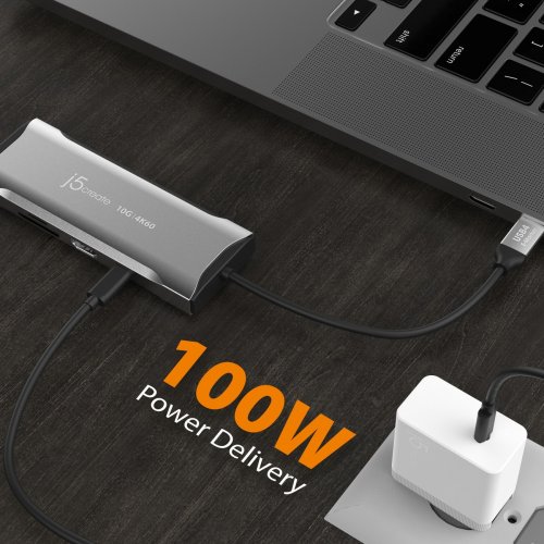 USB-хаб J5create JCD393 USB Type-C 7 in 1 (JCD393-N) Space Gray купити в Україні | Telemart фото