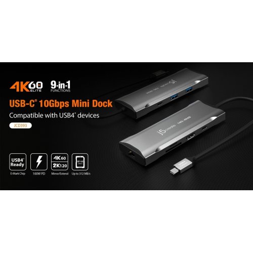 USB-хаб J5create JCD393 USB Type-C 7 in 1 (JCD393-N) Space Gray купити в Україні | Telemart фото