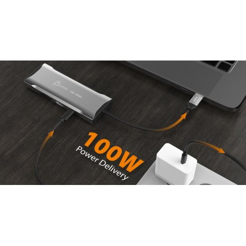 USB-хаб J5create JCD393 USB Type-C 7 in 1 (JCD393-N) Space Gray купити в Україні | Telemart фото