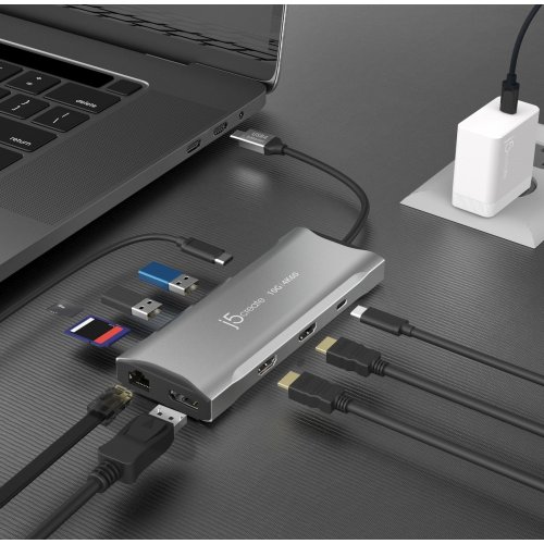 USB-хаб J5create JCD397 USB Type-C 9 in 1 (JCD397-N) Space Gray купити в Україні | Telemart фото