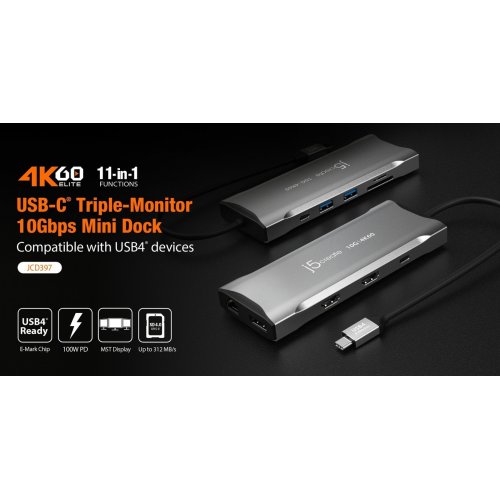 USB-хаб J5create JCD397 USB Type-C 9 in 1 (JCD397-N) Space Gray купити в Україні | Telemart фото