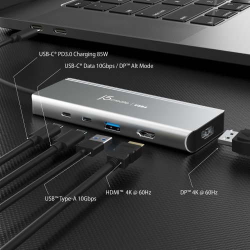 USB-хаб J5create JCD401 USB Type-C 7 in 1 (JCD401-N) Space Gray купити в Україні | Telemart фото