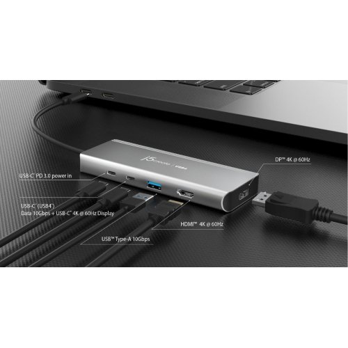 USB-хаб J5create JCD401 USB Type-C 7 in 1 (JCD401-N) Space Gray купити в Україні | Telemart фото