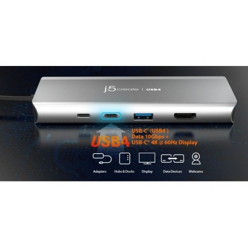USB-хаб J5create JCD401 USB Type-C 7 in 1 (JCD401-N) Space Gray купити в Україні | Telemart фото