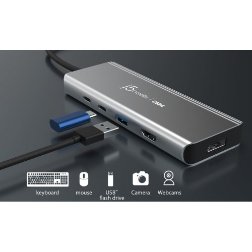 USB-хаб J5create JCD401 USB Type-C 7 in 1 (JCD401-N) Space Gray купити в Україні | Telemart фото