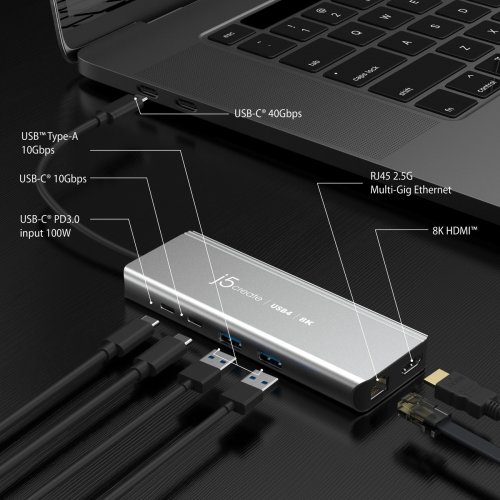 USB-хаб J5create JCD403 USB Type-C 6 in 1 (JCD403-N) Grey купити в Україні | Telemart фото